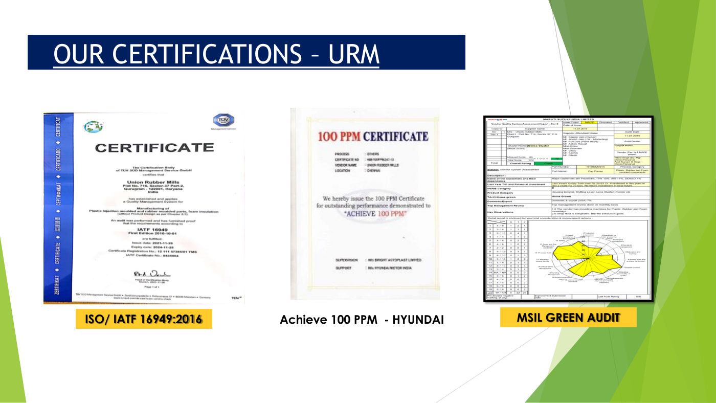 URM certifications